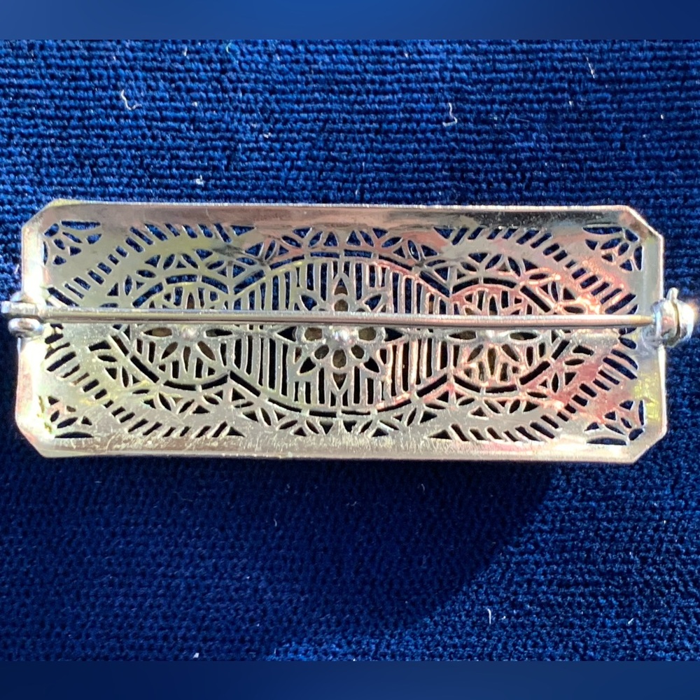 Antique Rhodium Reticulated paste Brooch - Picture 2 of 2